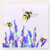 Blume- und Bienenglas-Untersetzer Glasuntersetzer (Vorderseite)