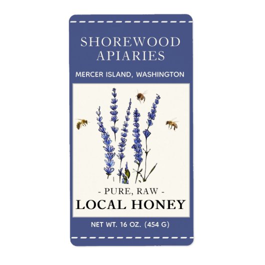 Blume- und Bienenhonig gestrichelt Border 2x3,75"  (Vorne)