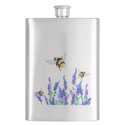 Blume- und Bienenkolben Flachmann (Vorderseite)