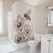 Blume und Bienenminimalistische Kunst Duschvorhang (Beispiel)