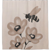 Blume und Bienenminimalistische Kunst Duschvorhang (Vorderseite)