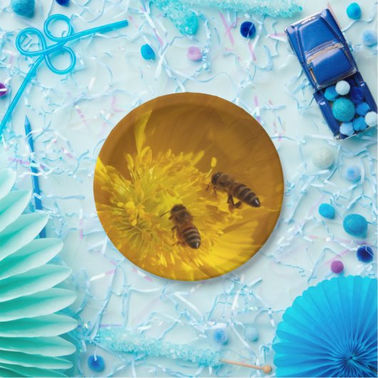 Blume- und Bienenpapier-Teller Pappteller (Party)