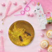 Blume- und Bienenpapier-Teller Pappteller (Party)