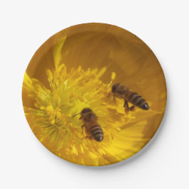 Blume- und Bienenpapier-Teller Pappteller