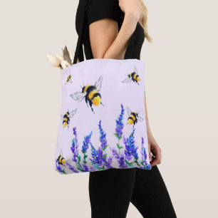 Blume- und Bienenstockfeder Tasche