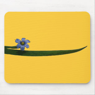 Blume und Blatt aus blauem mit Augen Gras Mousepad