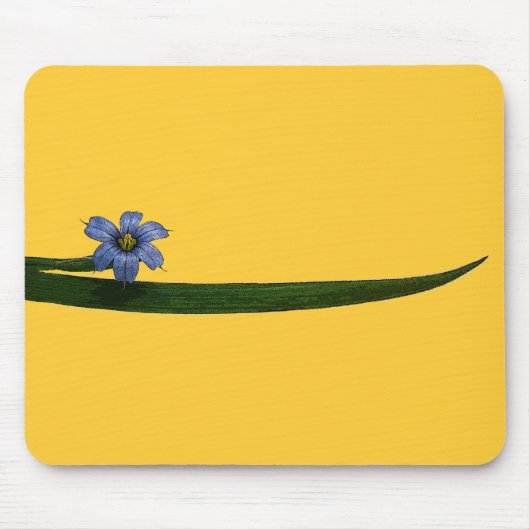 Blume und Blatt aus blauem mit Augen Gras Mousepad (Vorne)