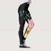 Blume und Blattdesign auf schwarz Leggings (Rechts)