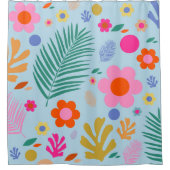 Blume und Blätter 03 Blau und Rosa Duschvorhang (Vorderseite)