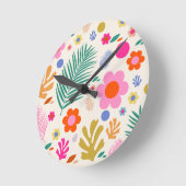 Blume und Blätter 04 Farbenfrohe Blüte Runde Wanduhr (Winkel)