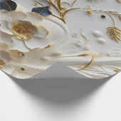 Blume und Blätter aus Marmor, blau Geschenkpapier (Ecke)