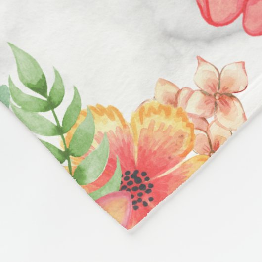 Blume und Blätter aus Marmor Fleecedecke (Ecke)