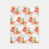 Blume und Blätter aus Marmor Fleecedecke (Vorderseite)