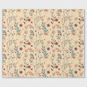 Blume und Blätter aus rotem Mohn mit Blumenmuster Geschenkpapier (Flach)