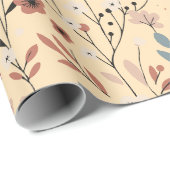 Blume und Blätter aus rotem Mohn mit Blumenmuster Geschenkpapier (Rolleneckpunkt)