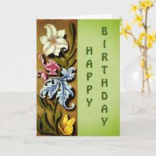 Blume und Blätter Blumenkunst Geburtstag Karte