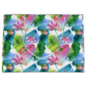 Blume und Blätter Botanisch-rosa Große Geschenktüte (Vorderseite)