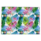 Blume und Blätter Botanisch-rosa Große Geschenktüte (Rückseite)