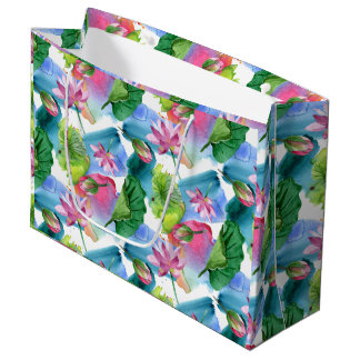 Blume und Blätter Botanisch-rosa Große Geschenktüte
