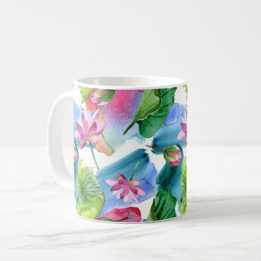 Blume und Blätter Botanisch-rosa Kaffeetasse (Vorderseite Links)