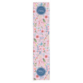 Blume und Blätter Botanisches Muster Kurzer Tischläufer (Vorderseite)