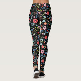Blume und Blätter Botanisches Muster Leggings