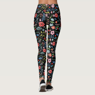 Blume und Blätter Botanisches Muster Leggings