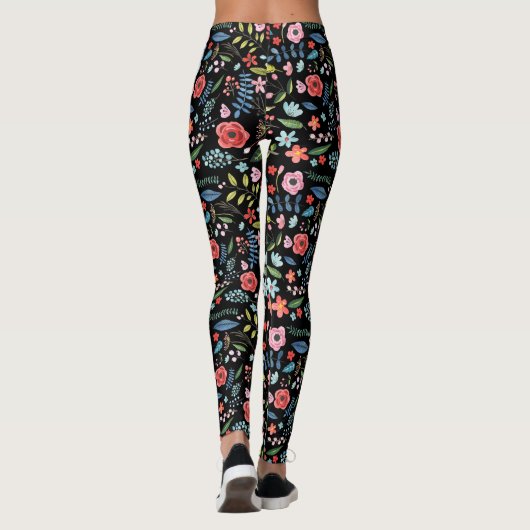 Blume und Blätter Botanisches Muster Leggings (Rückseite)