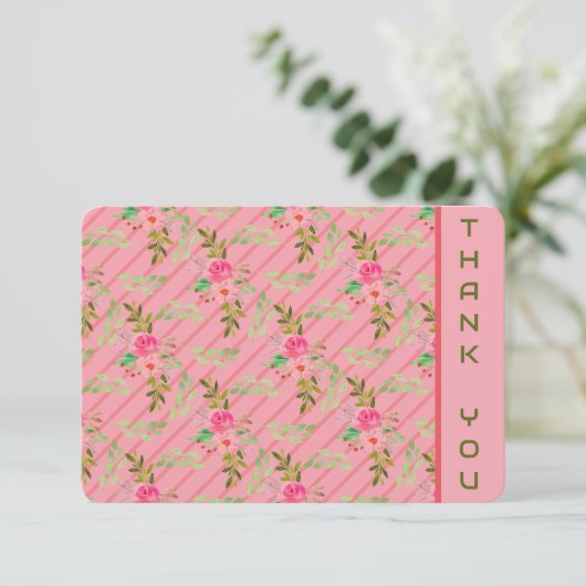 Blume und Blätter Danke Karte (Stehend Vorderseite)