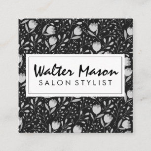 Blume und Blätter Dekoratives Muster Quadratische Visitenkarte