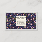 Blume und Blätter Dekoratives Muster Visitenkarte (Rückseite)
