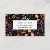 Blume und Blätter Dekoratives Muster Visitenkarte (Rückseite)