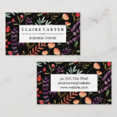 Blume und Blätter Dekoratives Muster Visitenkarte (Vorne/Hinten)