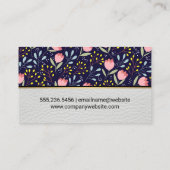 Blume und Blätter Dekoratives Muster Visitenkarte (Rückseite)