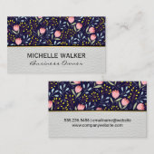 Blume und Blätter Dekoratives Muster Visitenkarte (Vorne/Hinten)