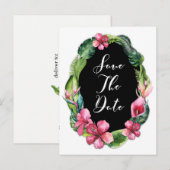 Blume und Blätter des tropischen Gartens Save the  Ankündigungspostkarte (Vorne/Hinten)