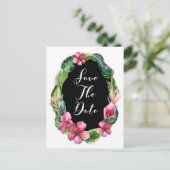 Blume und Blätter des tropischen Gartens Save the  Ankündigungspostkarte (Stehend Vorderseite)