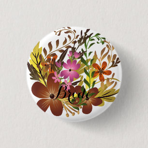 Blume und Blätter fallen Button