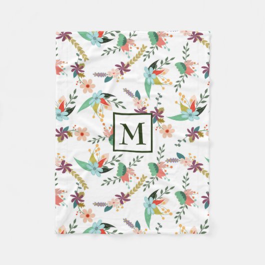 Blume und Blätter Fleecedecke (Vorderseite)