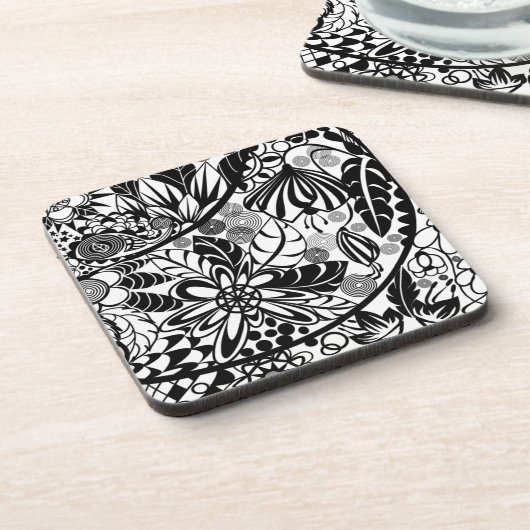 Blume und Blätter für Blumenkohl-Untersetzer Getränkeuntersetzer (Linke Seite)