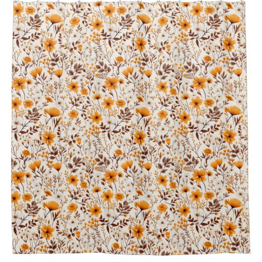 Blume und Blätter für den Herbst in Aquarellfarben Duschvorhang (Vorderseite)