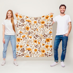 Blume und Blätter für den Herbst in Aquarellfarben Fleecedecke