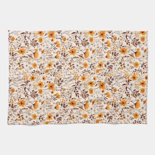 Blume und Blätter für den Herbst in Aquarellfarben Geschirrtuch (Horizontal)