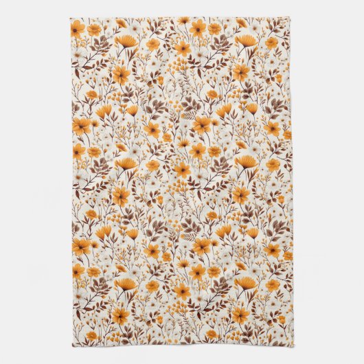 Blume und Blätter für den Herbst in Aquarellfarben Geschirrtuch (Vertikal)