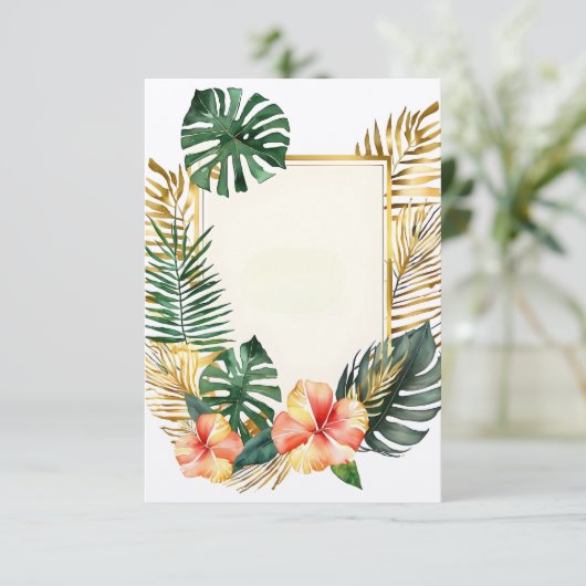 Blume und Blätter für Hochzeitsfeiern Einladung (Stehend Vorderseite)