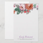 Blume und Blätter für Wasserfarben Briefpapier (Vorne/Hinten)