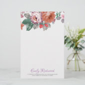 Blume und Blätter für Wasserfarben Briefpapier (Stehend Vorderseite)