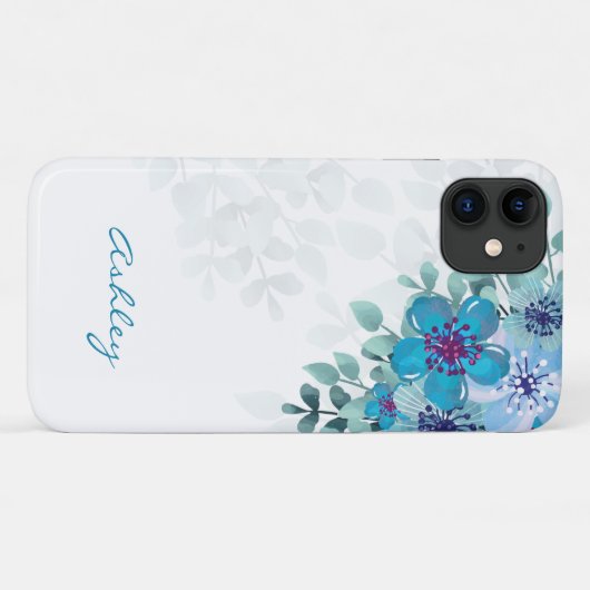 Blume und Blätter für Wasserfarben Case-Mate iPhone Hülle (Rückseite (Horizontal))