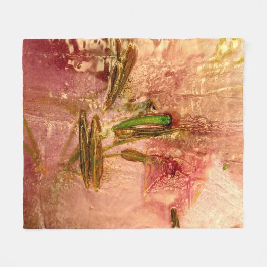 Blume und Blätter gefroren. Blüten im Eiswürfel Fleecedecke (Vorderseite (Horizontal))