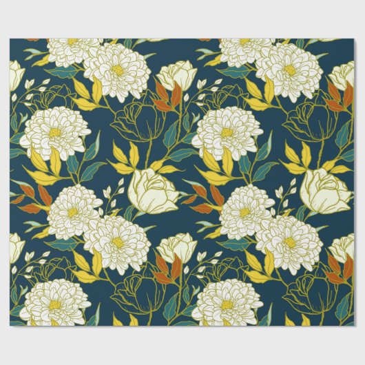 Blume und Blätter Geschenkpapier (Flach)